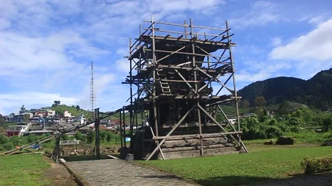 The renovation of the recently discovered Setyaki Temple in Indonesia Stock Footage 170406338