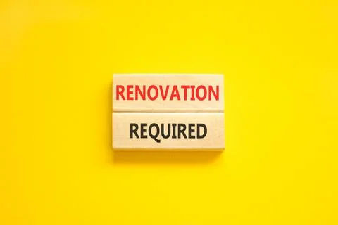 Renovation required words symbol. Concept words Renovation required on beau.. Stock Photos