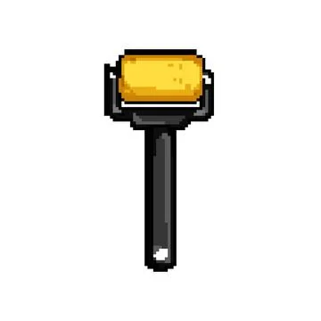 Renovation roller paint pixel art vector illustration Stock Illustration