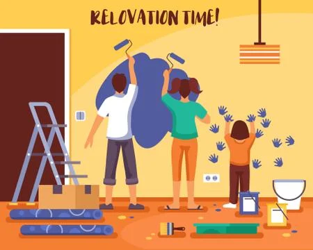 Renovation Time Flat Vector Illustration Stock Illustration