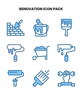 Renovation Two Colour Icons Pack Stock Illustration
