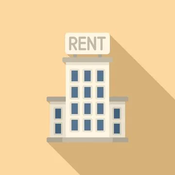 Rent building icon flat vector. Property house Ilustración de archivo
