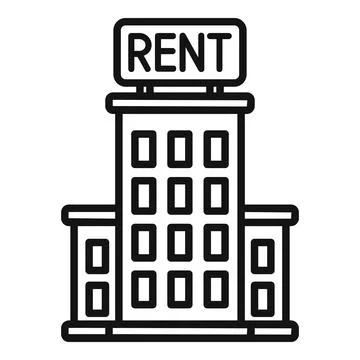 Rent building icon outline vector. Property house Ilustración de archivo