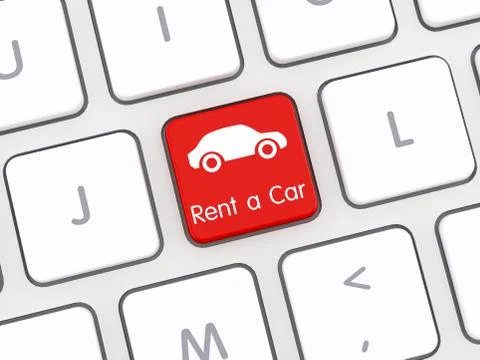 Rent a car key on Computer Keyboard Stock Illustration