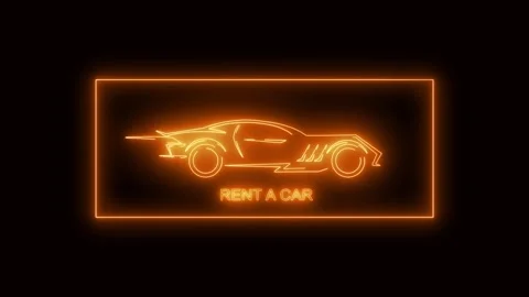 Rent a car neon light effect green screen background Stock Footage 297090020
