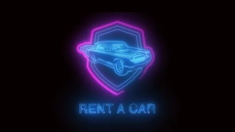 Rent a car neon light effect green screen background Stock Footage 304318537