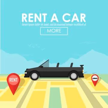 Rent a car pin pointer on map location Stockillustratie