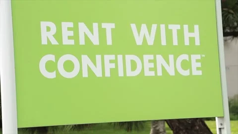Rent with confidence writing caption text sign, green and white Stock Footage 248251529