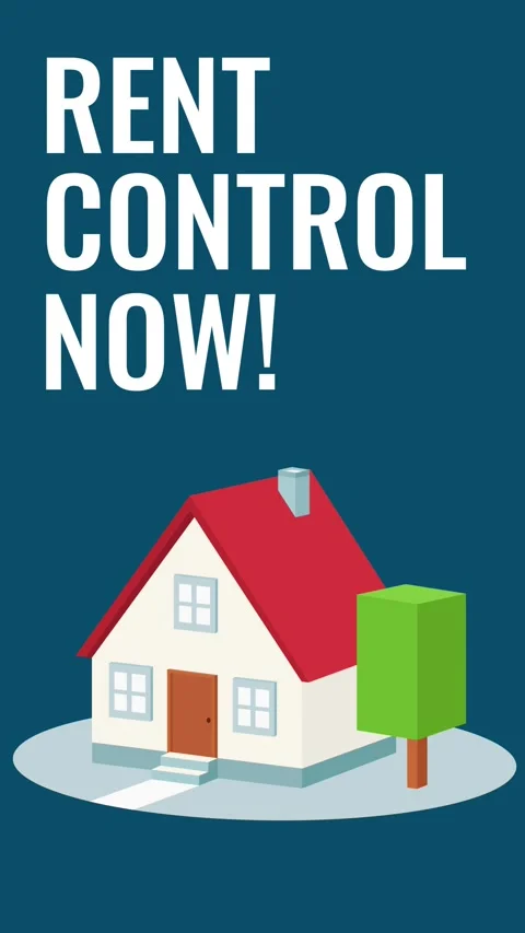 Rent control vertical animated video. 3D house with text. 스톡 동영상 302846862