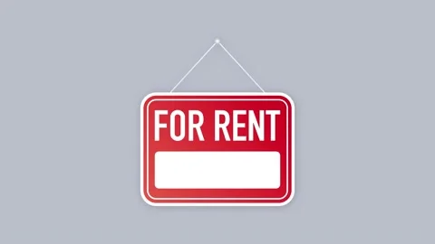 For rent hanging sign on white backgroun... | Stock Video | Pond5