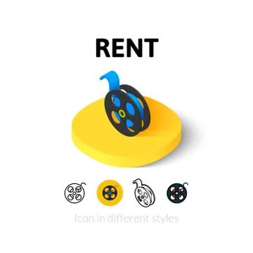 Rent icon in different style Illustrazione stock