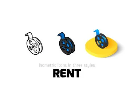 Rent icon in different style Illustrazione stock