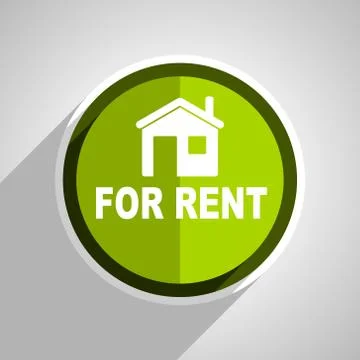 For rent icon, green circle flat design internet button, web and mobile app i Stock Illustration