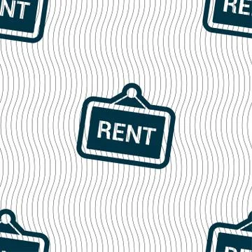 Rent icon sign. Seamless pattern with geometric texture. Vector Ilustración de archivo