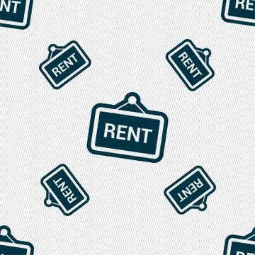 Rent icon sign. Seamless pattern with geometric texture. Vector Ilustración de archivo