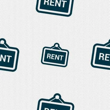 Rent icon sign. Seamless pattern with geometric texture. Vector Ilustración de archivo