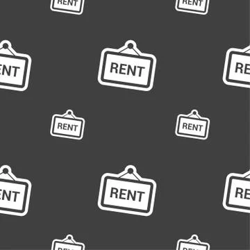 Rent icon sign. Seamless pattern on a gray background. Vector Ilustración de archivo