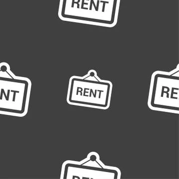 Rent icon sign. Seamless pattern on a gray background. Ilustración de archivo