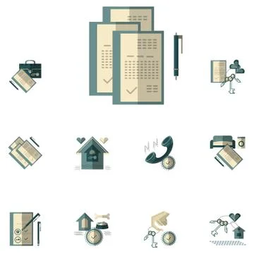 Rent of property flat color vector icons Illustrazione stock