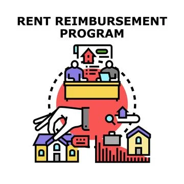 Rent reimbursement program providing financial housing assistance Illustrazione stock