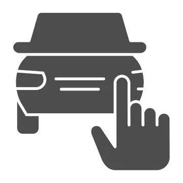 Rent selection or choosing solid icon. Hand pointer and car, safe driving symbol Stock Illustration