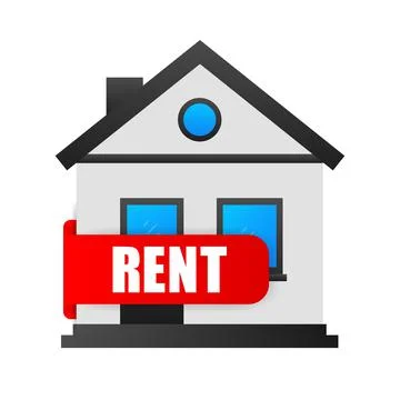 For rent stamp in flat style on red background. Vector flat design. Business 库存插图