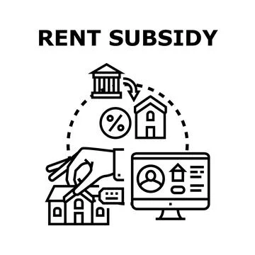 Rent subsidy program providing housing assistance and financial support Illustrazione stock