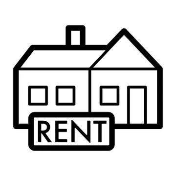 Rent symbol simple vector icon. Black and white illustration of rent Nameplate Stock Illustration