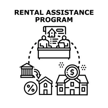 Rental assistance program offering housing financial support 스톡 일러스트