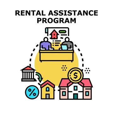 Rental assistance program offering housing financial support Stock Illustration
