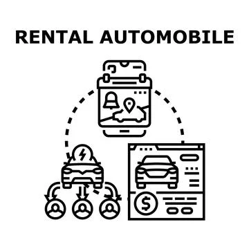 Rental automobile service ecosystem vector illustration Stock Illustration