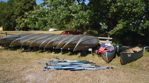 Rental canoes Stock Footage 94367552