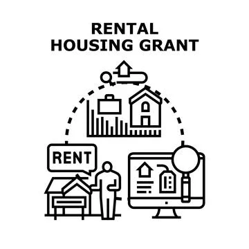 Rental housing grant program providing financial assistance 库存插图