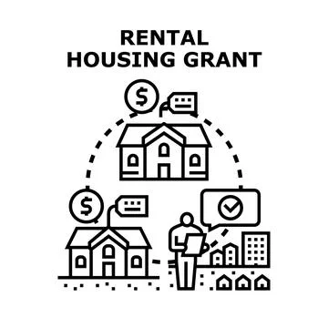 Rental housing grant program providing financial assistance 스톡 일러스트