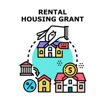 Rental housing grant program providing financial assistance Illustrazione stock
