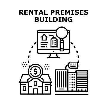 Rental premises building finding searching process Ilustração Stock
