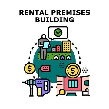 Rental premises building vector concept illustration Stock Illustration