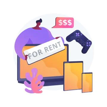 Renting electronic device abstract concept vector illustration. 库存插图