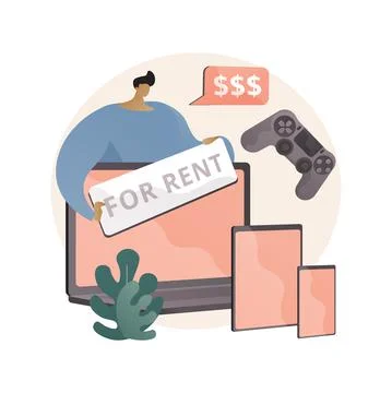 Renting electronic device abstract concept vector illustration. 스톡 일러스트