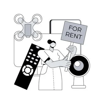 Renting electronic device abstract concept vector illustration. 스톡 일러스트