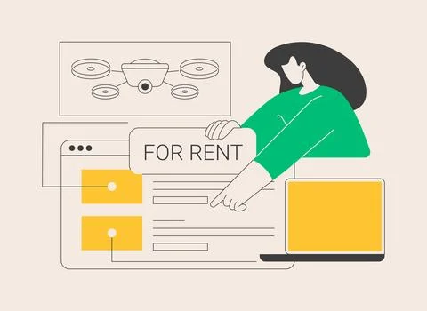 Renting electronic device abstract concept vector illustration. Stockillustratie