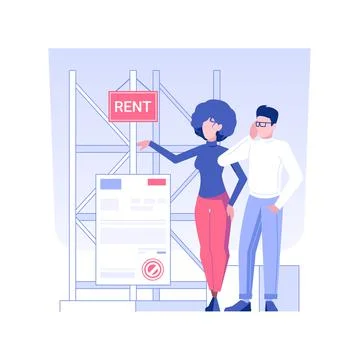 Renting a warehouse isolated concept vector illustration. Ilustración de archivo