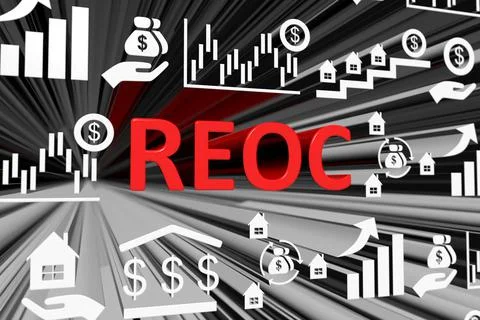 REOC concept blurred background 3d render illustration Stock Illustration