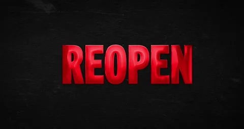 Reopen. Glossy red word Stock Footage 137687952