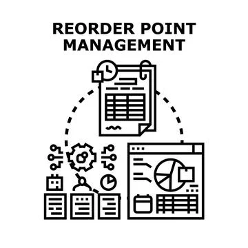 Reorder point management automating inventory control process Stock Illustration