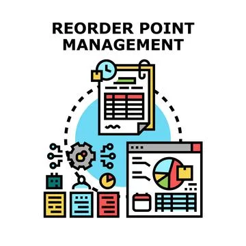 Reorder point management automating inventory control process Stock Illustration