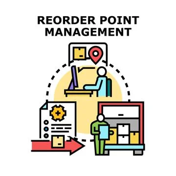 Reorder point management optimizing inventory levels and supply chain Stock Illustration