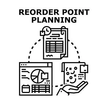 Reorder point planning inventory control process Stock Illustration