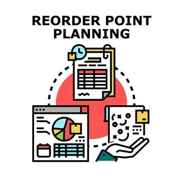 Reorder point planning inventory control process 스톡 일러스트