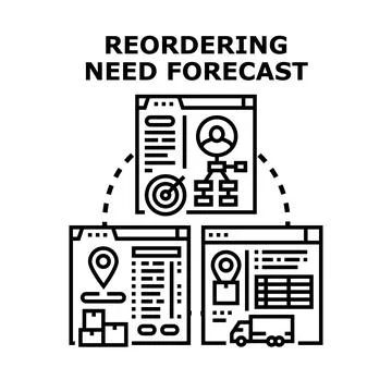 Reordering need forecast process optimizing supply chain Illustrazione stock
